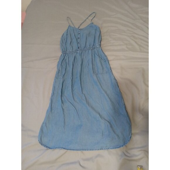Old Navy Dresses & Skirts - OLD NAVY Dress Womens BLUE SMALL PETITE SP MIDI ?  Preowned Casual Outings Used